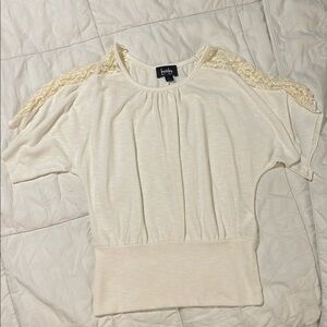by & by Ivory Lace Shoulder Blouse